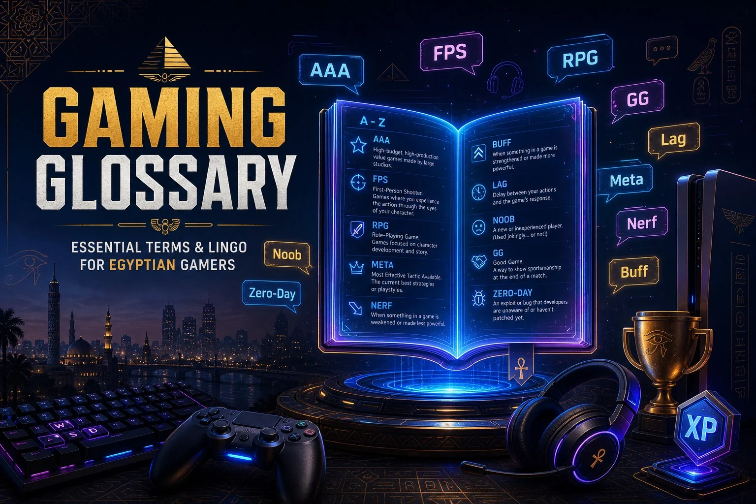 Gaming glossary guide with essential terms and lingo for Egyptian gamers