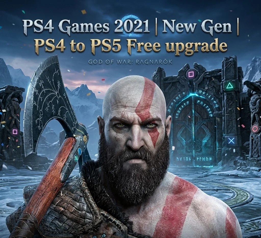 God of War Ragnarok artwork for PS4 games 2021 and PS4 to PS5 free upgrade guide in Egypt