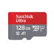 Sandisk Ultra 128GB Micro SDXC UHS-I Card with Adapter -  100MB/s U1 A1 - SDSQUAR-128G-GN6MA