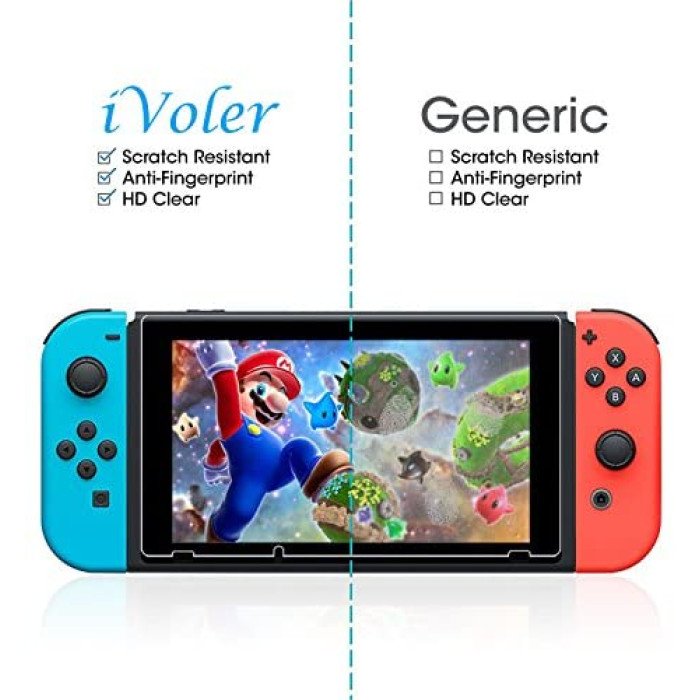 [3 Pack] Screen Protector Tempered Glass for Nintendo Switch, iVoler Transparent HD Clear Anti-Scratch Screen Protector Compatible Nintendo Switch