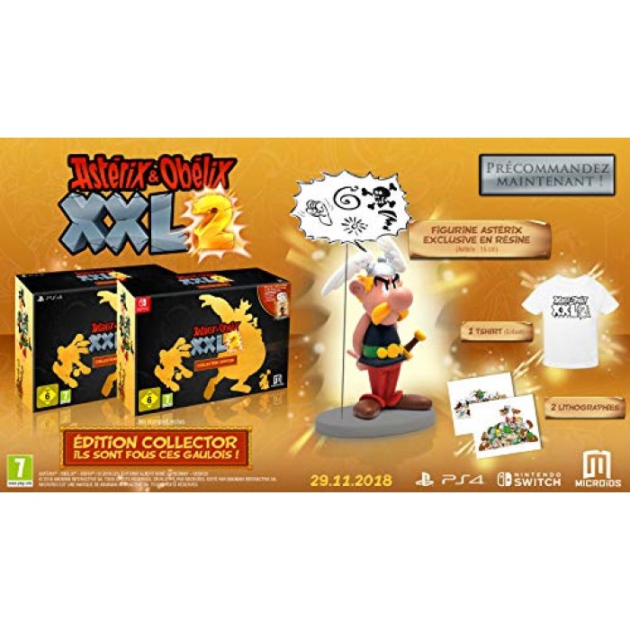 Asterix &  Obelix XXL2 Collector s Edition - Nintendo Switch - includes Asterix Figurine, Kid s Sized T-shirt, Two Lithographs