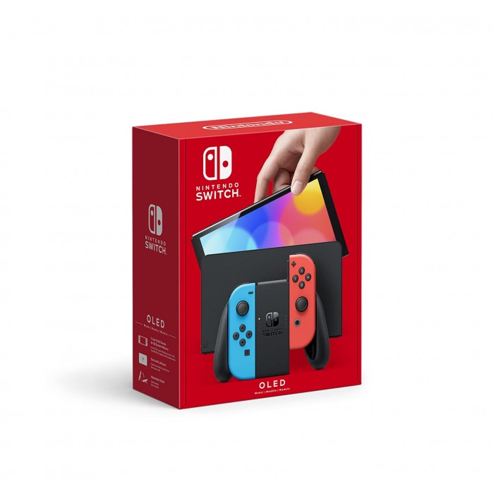 Nintendo Switch (OLED Model) w/ Neon Red & Neon Blue Joy-Con