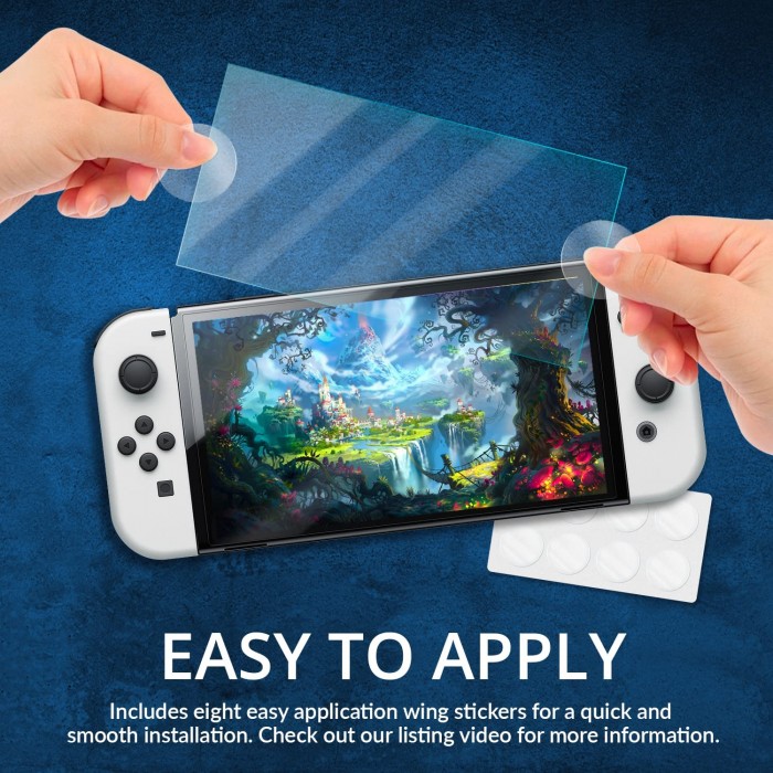 Orzly Glass Screen Protector for Nintendo Switch OLED 2021 Console Accessories (Pack of 4) - Tempered Glass Life time Edition