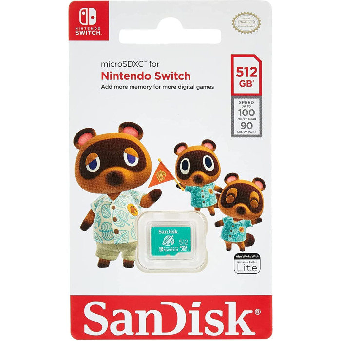 SanDisk 512GB microSDXC™ UHS-I card for Nintendo Switch – 512GB, 100MB/s read; 90MB/s write - SDSQXAO-512G-GN3ZN SanDisk 512GB microSDXC™ UHS-I card for Nintendo Switch – 512GB, 100MB/s read; 90MB/s write - SDSQXAO-512G-GN3ZN